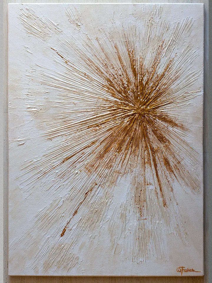 Star Light wall art | Modern Abstract Christmas Painting | 3D Gold Effect Acrylic Art on Canvas 70x50 cm | Handmade Artwork