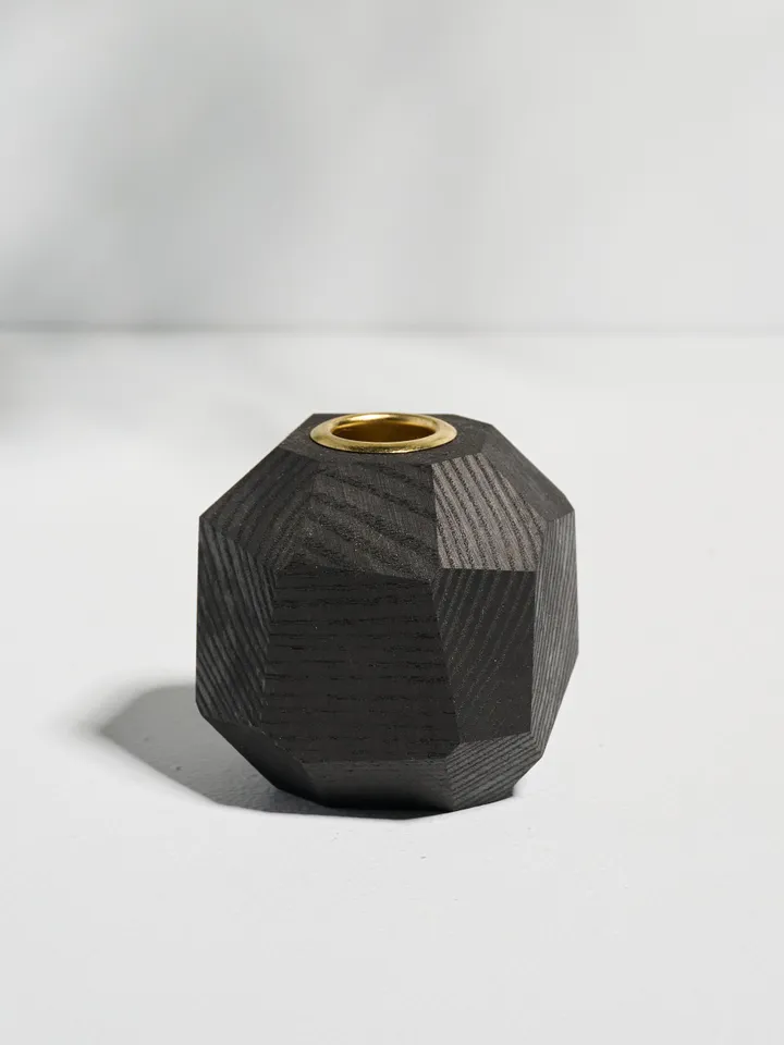 Black Geometric Tapered Candlestick Holder