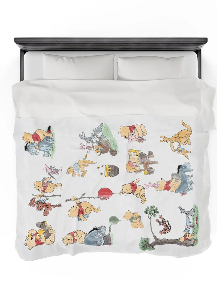 Winnie the Pooh Cozy Plush Blanket; Winnie the Pooh Baby Blanket; Hundred Acre Wood Blanket Gift for baby;