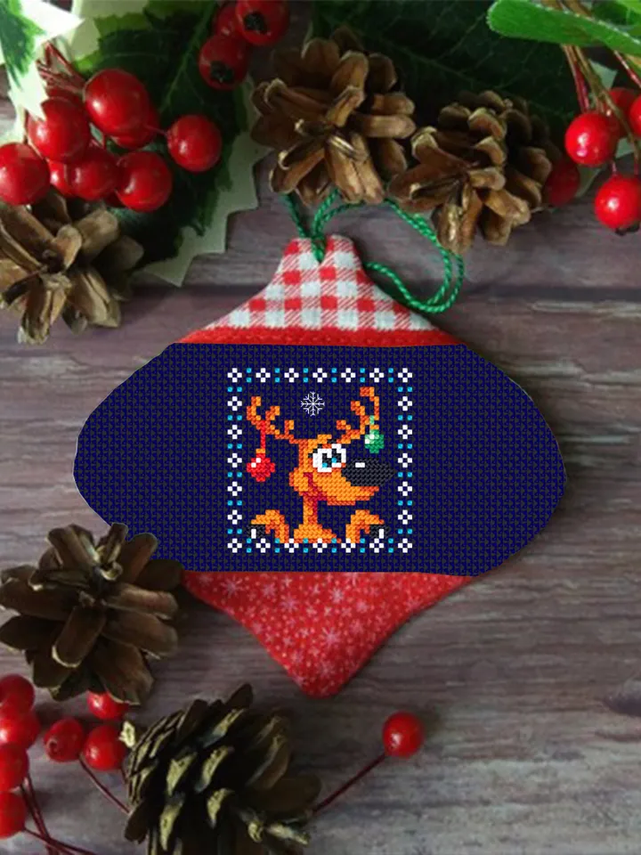 Tiny Christmas cross stitch pattern download PDF Cute christmas reindeer cross stitch chart Christmas deer embroidery PDF DIY Home decor #N4