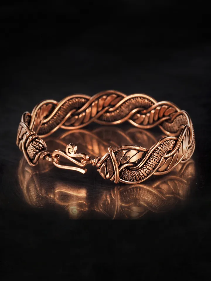 Woven copper wire bracelet Antique style handcrafted copper jewelry Unique gift