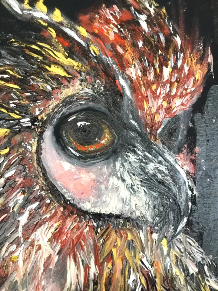 Fantasy woman-owl, original oil painting on stretched canvas,home decoration wall art,hand made ,gift for her.
