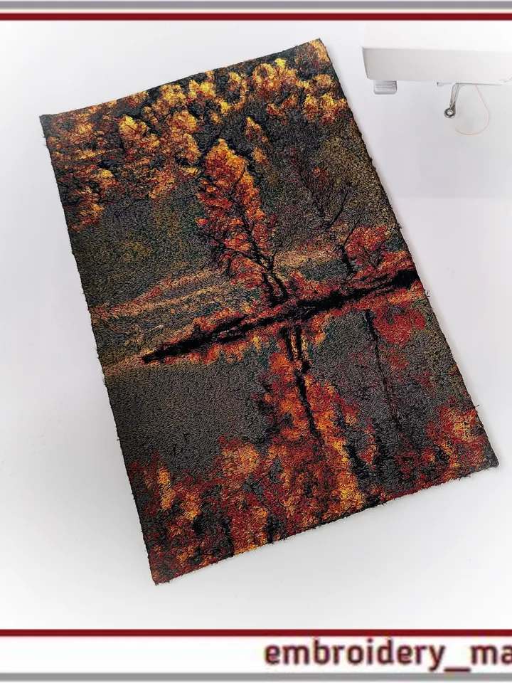 Machine embroidery design photo stitch Autumn Reflection by Embroidery Manavi 05