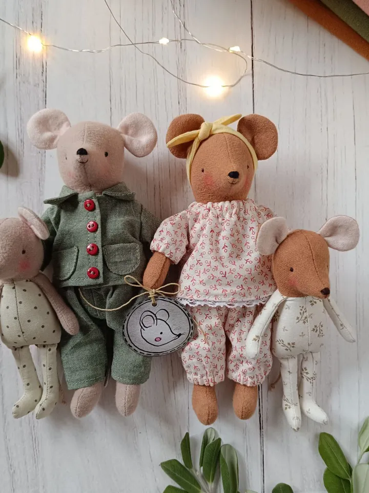 Mouse Sewing Pattern & Tutorial - DIY Family of Mice, Soft Mini Toys, Clothes Pattern For Mouse, 6.5 Inches Mouse, Mini Mouse, Baby Mouse