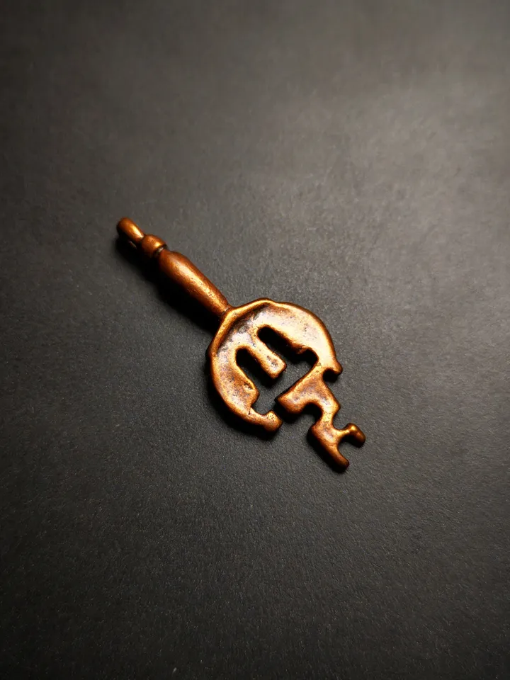 Gandhanra Antique Tibetan Amulet Pendant,The Key of Heart, Trantic Buddhism Dharma, Made of Cold Iron / Brass
