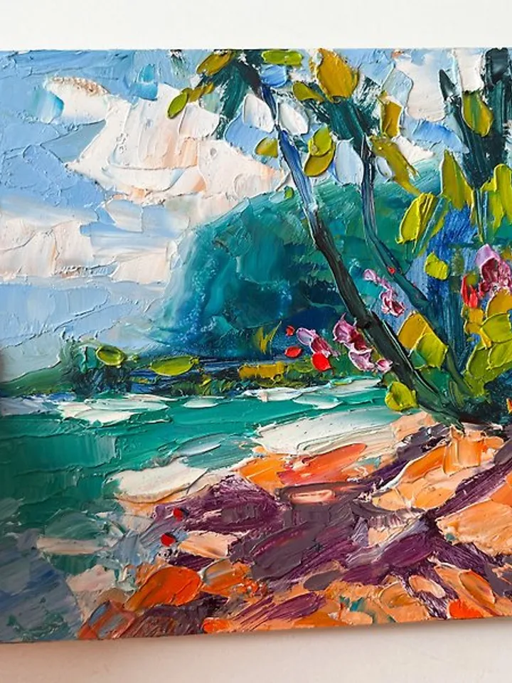 Hawaii Painting Original Art Seascape Art Palm Tree Art Beach Painting