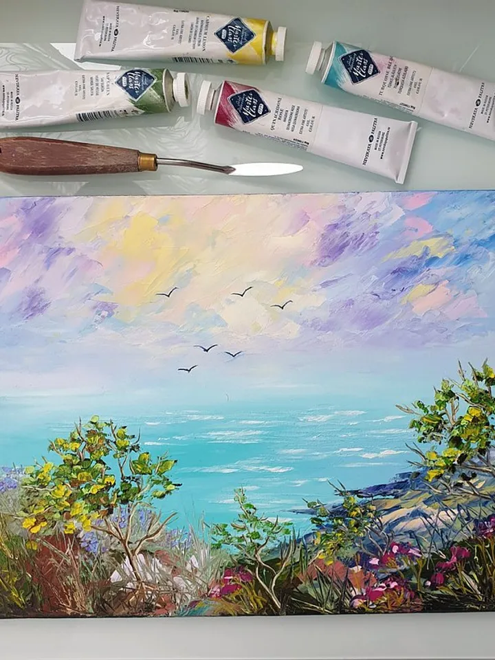 Seascape Painting Landscape Original Art Beach Wall Art Impasto Oil Painting