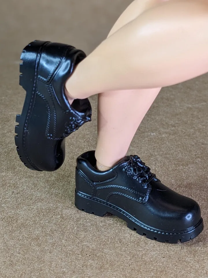 Classic black hiking low boots for 1/6 scale male dolls