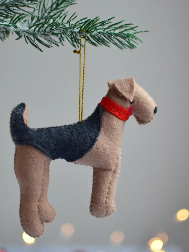 Airedale terrier Ornament ,Felt Dog ,Custom pet, stuffed animals for crib mobile