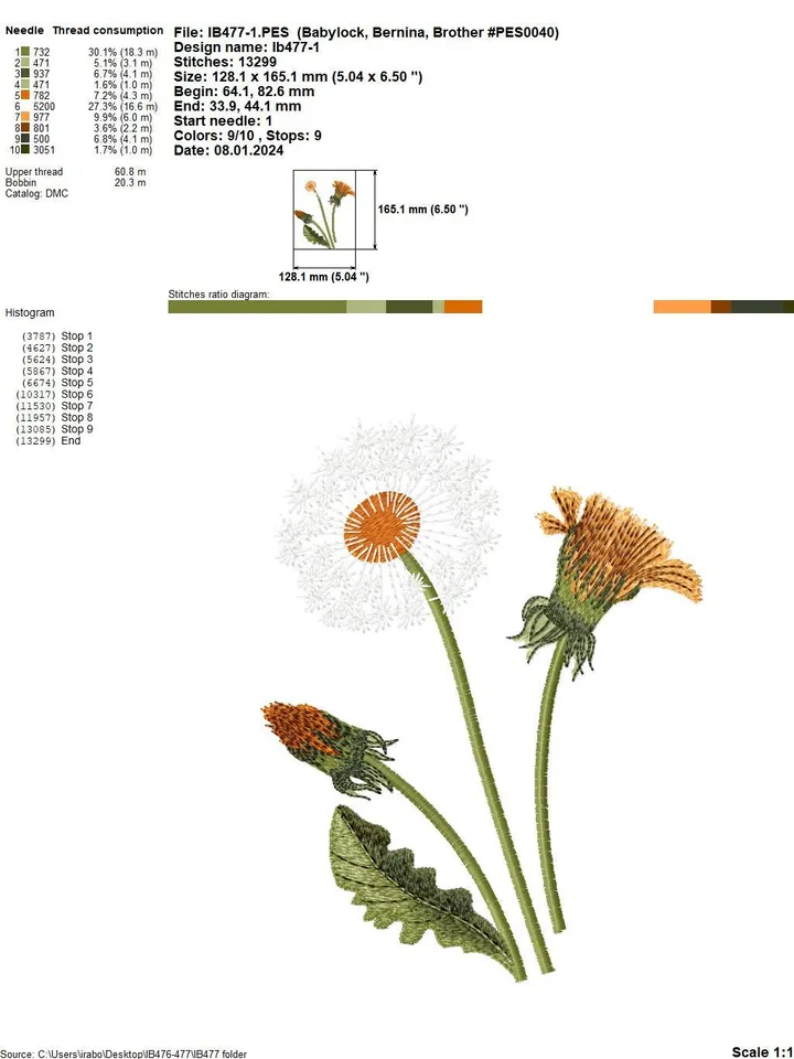 Dandelions set of 13 machine embroidery designs