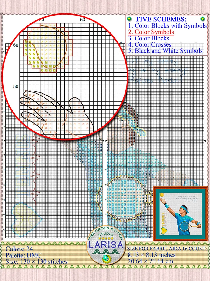Tennis Cross Stitch Pattern | Tennis Player