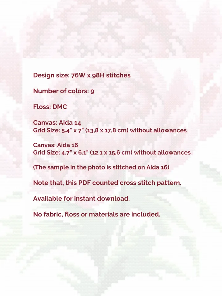 Cross stitch pattern Peony, PDF cross stitch pattern Flower