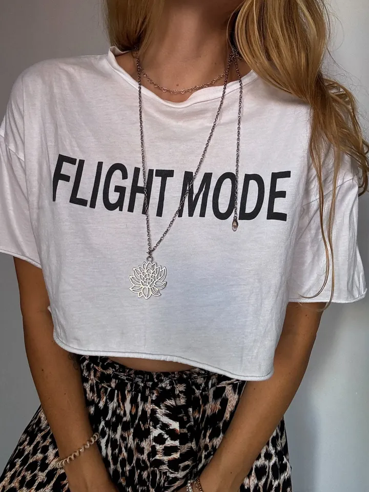 White Cotton Crop Top Tee | Women T-Shirt Fight Mode | Every Day Wear | Statement Tee | Gift For Her | Hadmade Clothing
