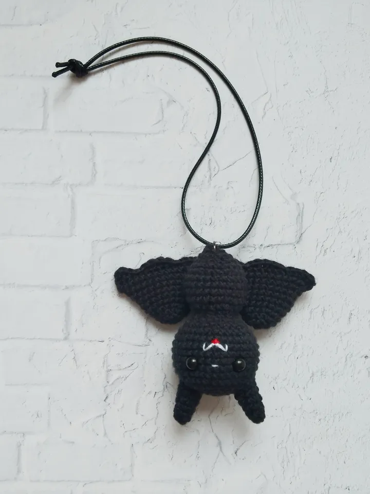 Bat rear view mirror accessories, black plush bat,
car decor, cute car accessories interior, kawaii bat plushie, car hanging, gothic gift for a friend, spooky car sharm, horror car accessories, Halloween gift.