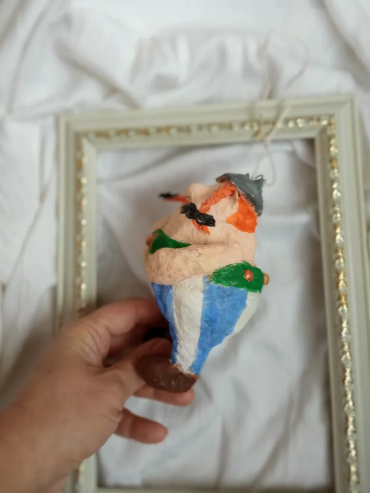 Christmas Ornaments- Obelix. Handmade Art Doll. Xmas tree toy Spun cotton doll.