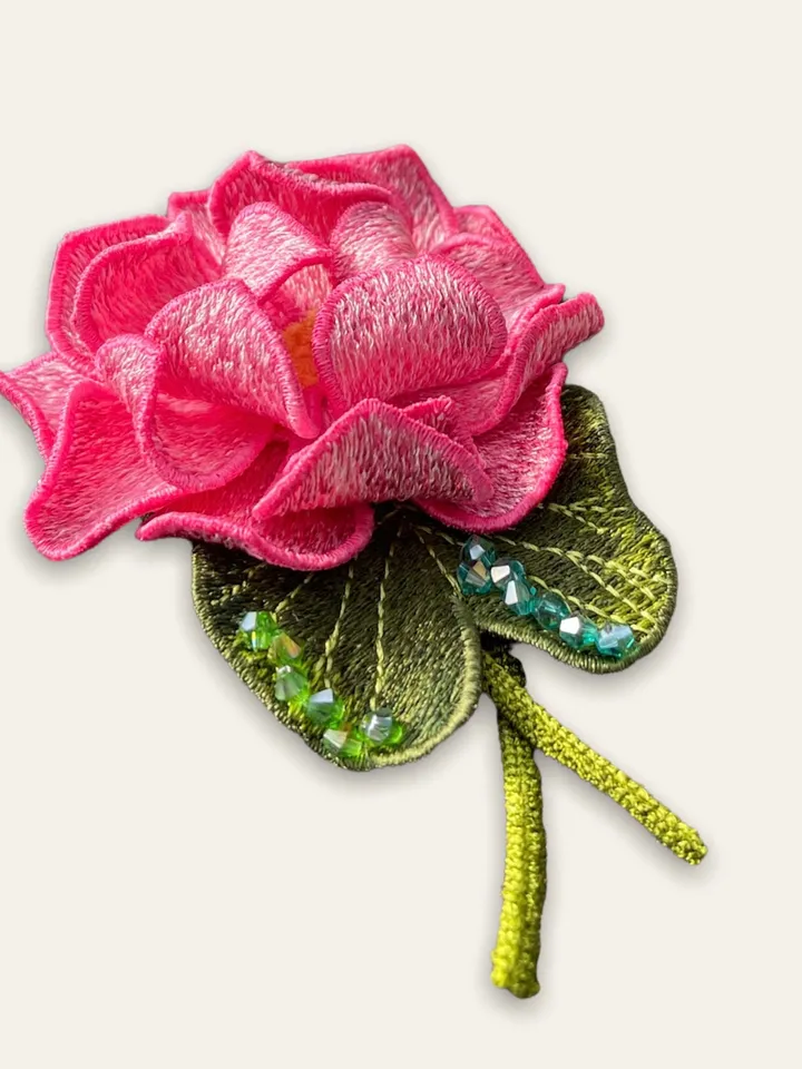 Water lily FSL machine embroidery design 3D flower for making hairpins, brooches or other jewelry Flower FSL Embroidery pattern flower motif