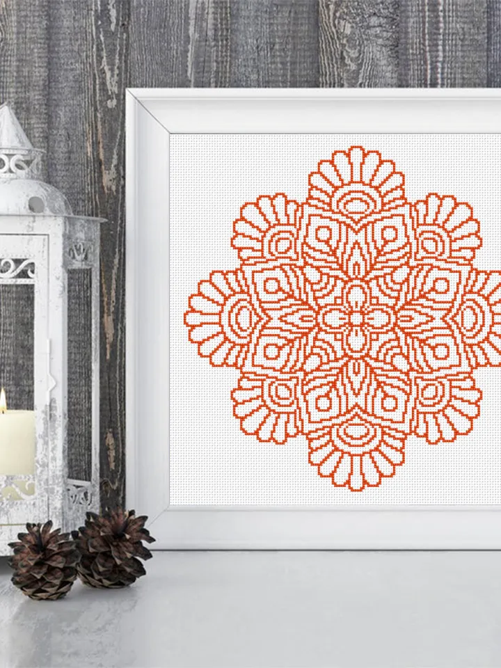 Mandala cross stitch pattern download PDF Modern quick cross stitch Monochrome cross stitch Flower mandala digital beginner stitch #M142