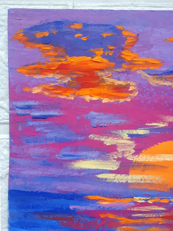 Purple Sunset, Mini Art Series, Seascape Painting