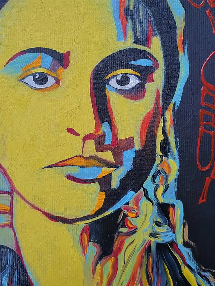 Native American Painting Woman Original Art Pocahontas Wall Art Portrait Artwork