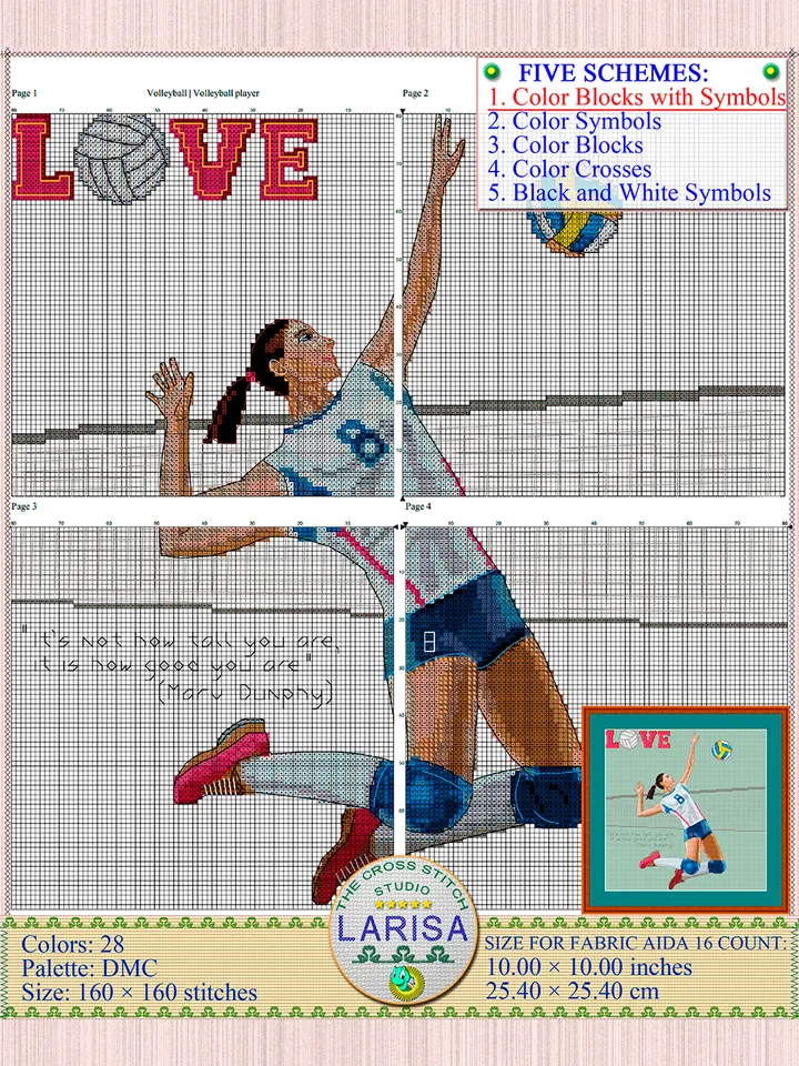 Volleyball Cross Stitch Pattern | Volleyball player