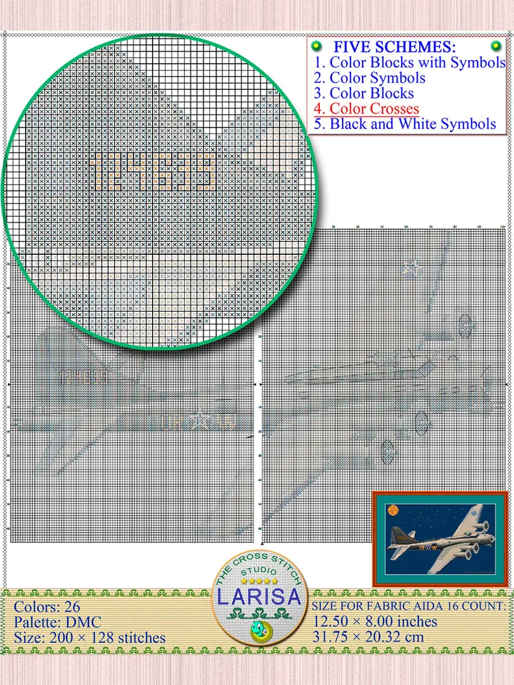 Flying Fortress Cross Stitch Pattern | Heavy Bomber B-17
