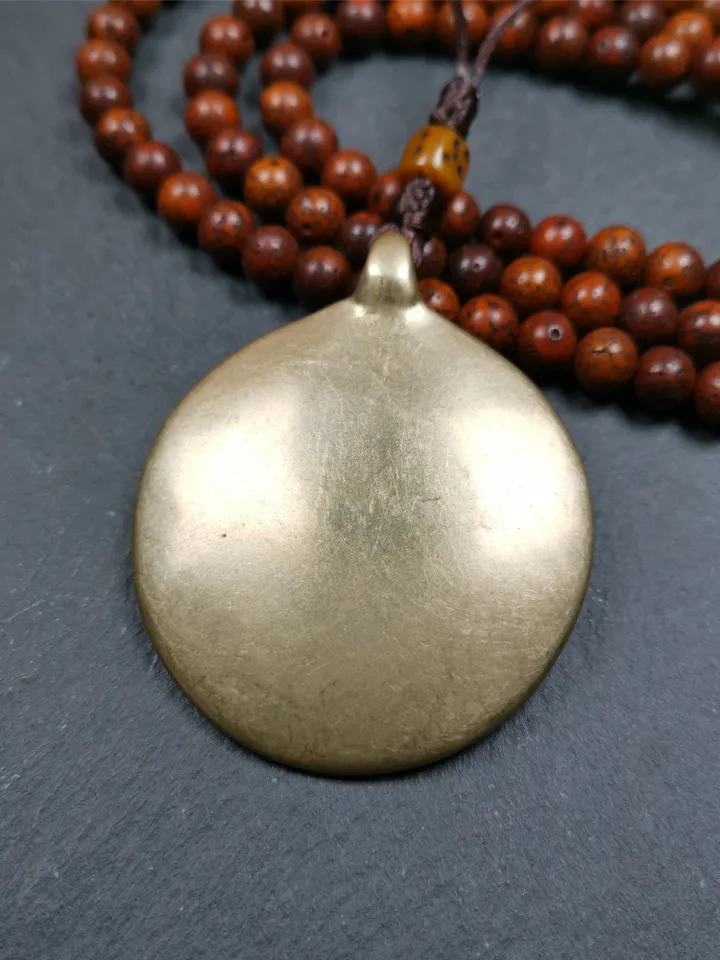 Gandhanra Antique SIPAHO(srid pa ho) Amulet, Tibetan Buddhist Astrology Calendar Badge,12 zodiac Melong Mirror, Jiugong Bagua,30 Years Old