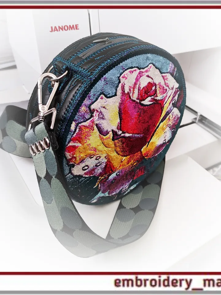In the hoop Machine Embroidery Design Handbag Photo Stitch Rose ITH by Embroidery Manavi 05
