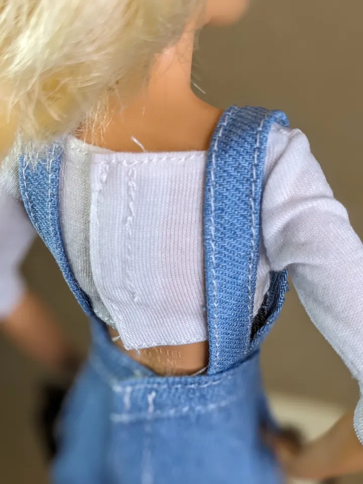 Light blue denim jumpsuit shorts for 1/6 scale fashion female dolls