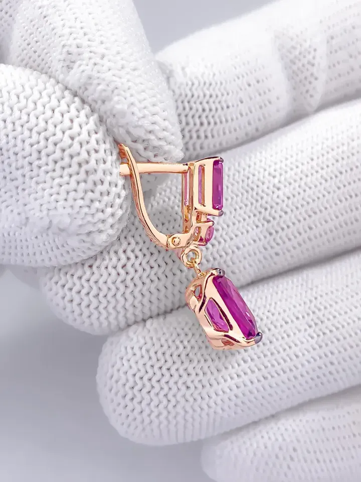 Earrings jewelry Silver gold plated 925 assay value with alexandrite