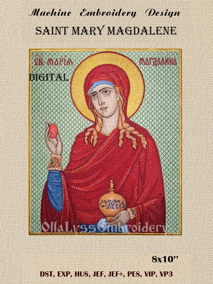 Saint Mary Magdalene embroidery design