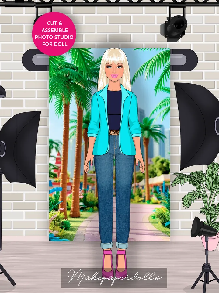 Photo studio with paper dolls