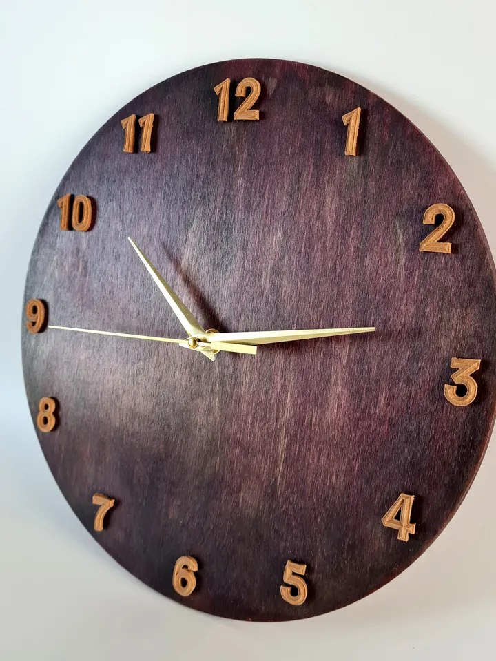 Wooden wall clock Unique wall clock with number Silent clock Handmade wall clock