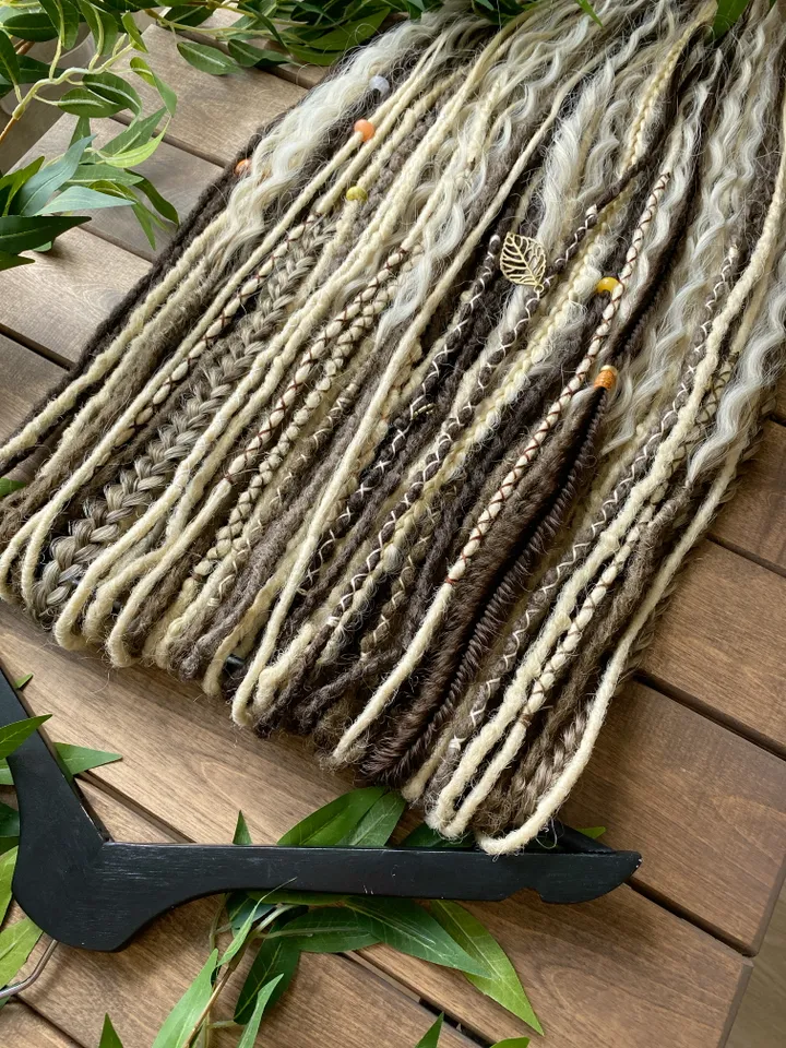Brown and blonde boho style synthetic curly De dreadlocks and braids Ready to Ship