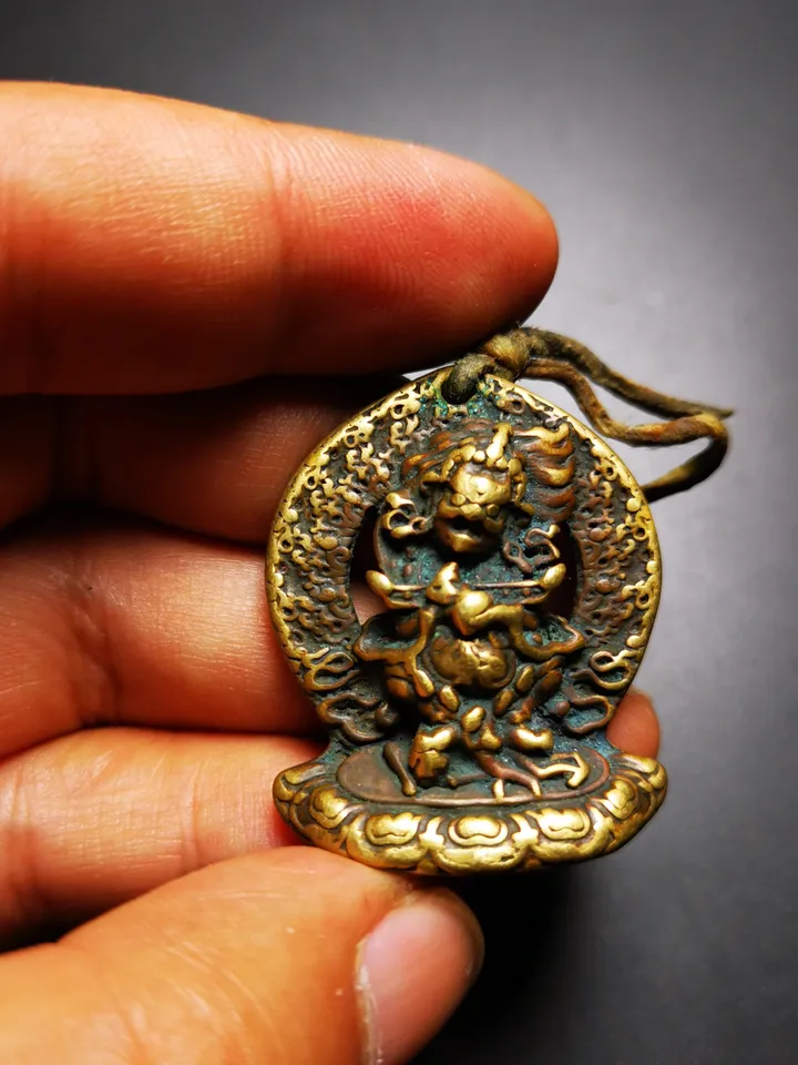 Gandhanra Antique Tibetan Buddhism Amulet Pendant,Panjaranata Mahakala,80 Years Old