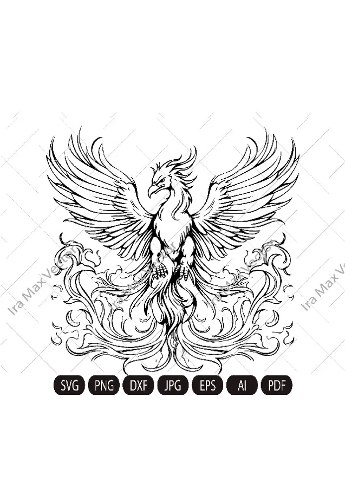 Phoenix Svg, Phoenix Clipart, Phoenix coloring page, Phoenix Wings Svg, Phoenix Cutfile, Phoenix Vector, Phoenix Bird Svg, Firebirds Svg