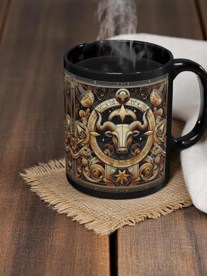 Taurus Ceramic Mug Coffee Lovers Gift, Home Decor, Artisan Mug, Unique Coffee Cup, Intricate Design Mug