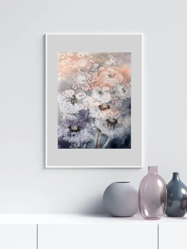 Flowers Original Painting Wildflowers Wall Art Dandelion Painting