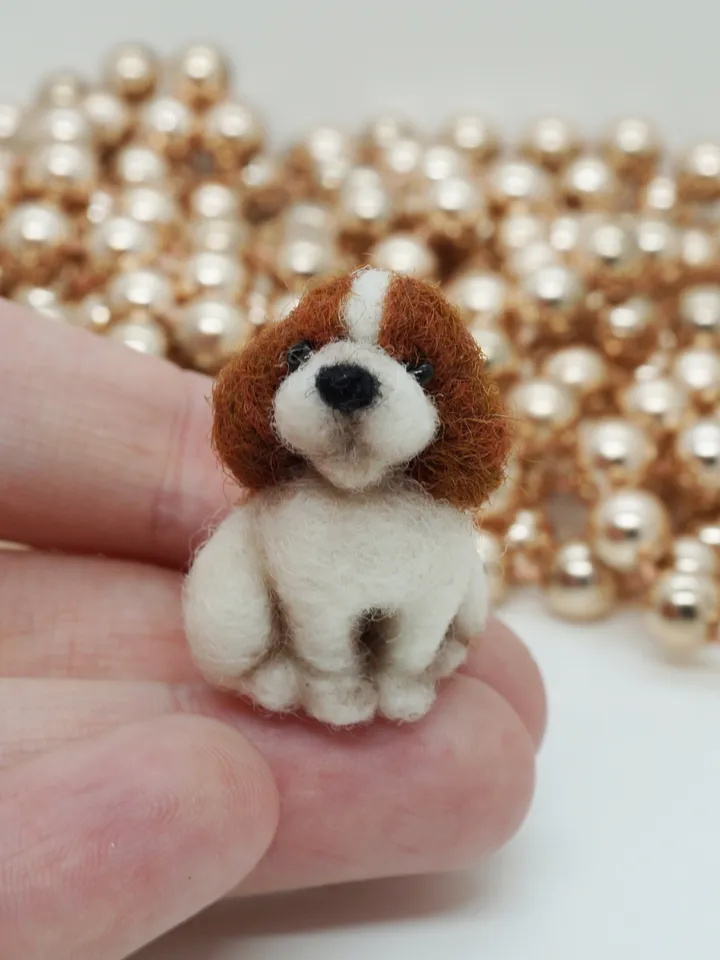 Tiny needle felted Cavalier King Charles spaniel, miniature dog, made to order