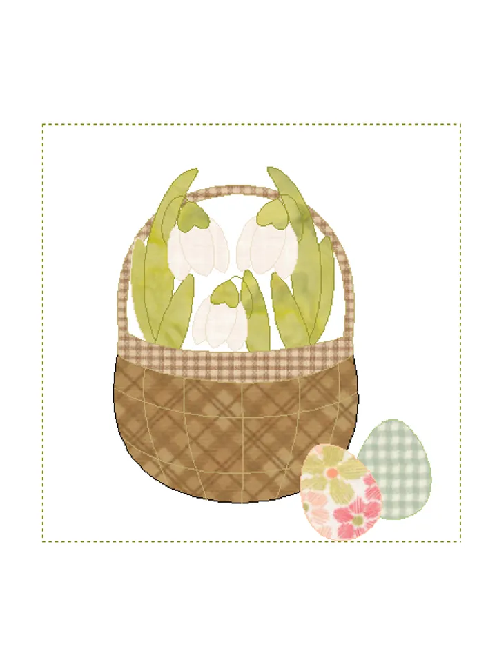 Pattern for applique "Easter basket" in PDF format, digital pattern for applique.
