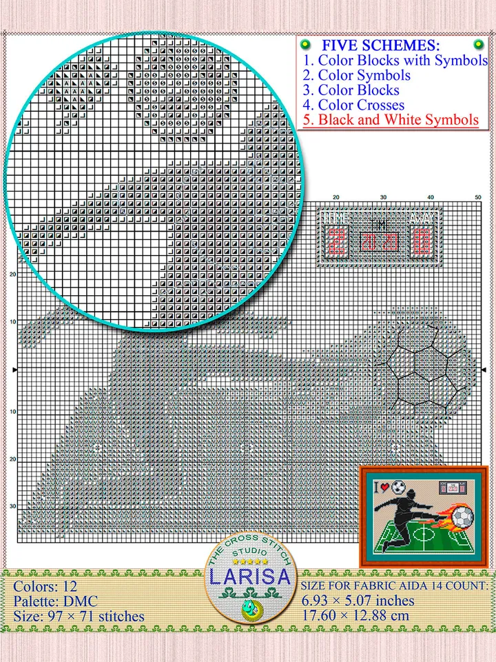 Football | Soccer Cross Stitch Pattern  | Football player