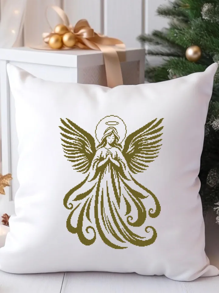 Guardian angel cross stitch pattern PDF download Angel silhouette cross stitch chart for beginner, Angel ornament pattern digital PDF #O16