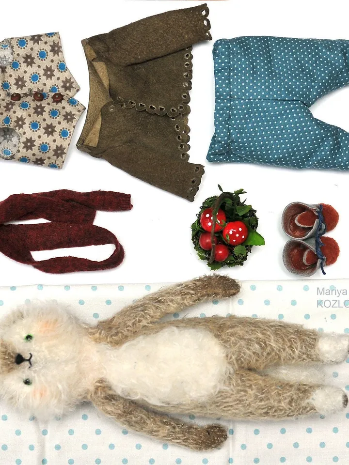 PDF Download Epattern for 8" Artist teddy toy DIY Wolfy Wolf/ sewing instructions/ accessory,clothes,basket instruction