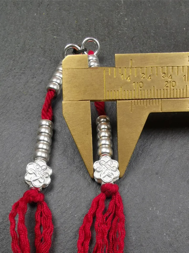 Gandhanra Handmade 5mm Sterling silver Tibetan Buddhist Prayer Bead Counters for 6-15mm Mala,Lucky Knot Pendant