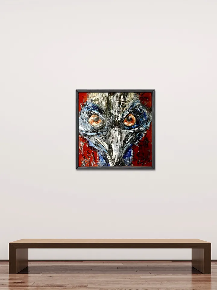 Cassowary bird, original mix media oil painting on canvas board,agressive exotic birds wall art, handmade mix media art home decoration