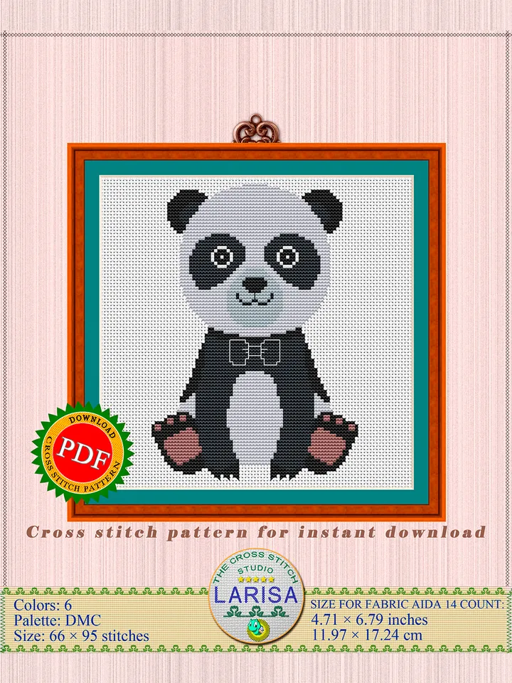 Panda Cross Stitch Pattern | Cute Panda Bear Chart