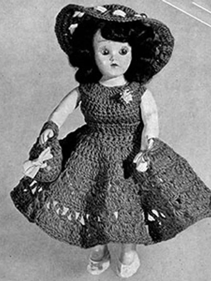 Vintage Crochet Pattern Dress for Doll Frances Doll Pattern Digital Download PDF