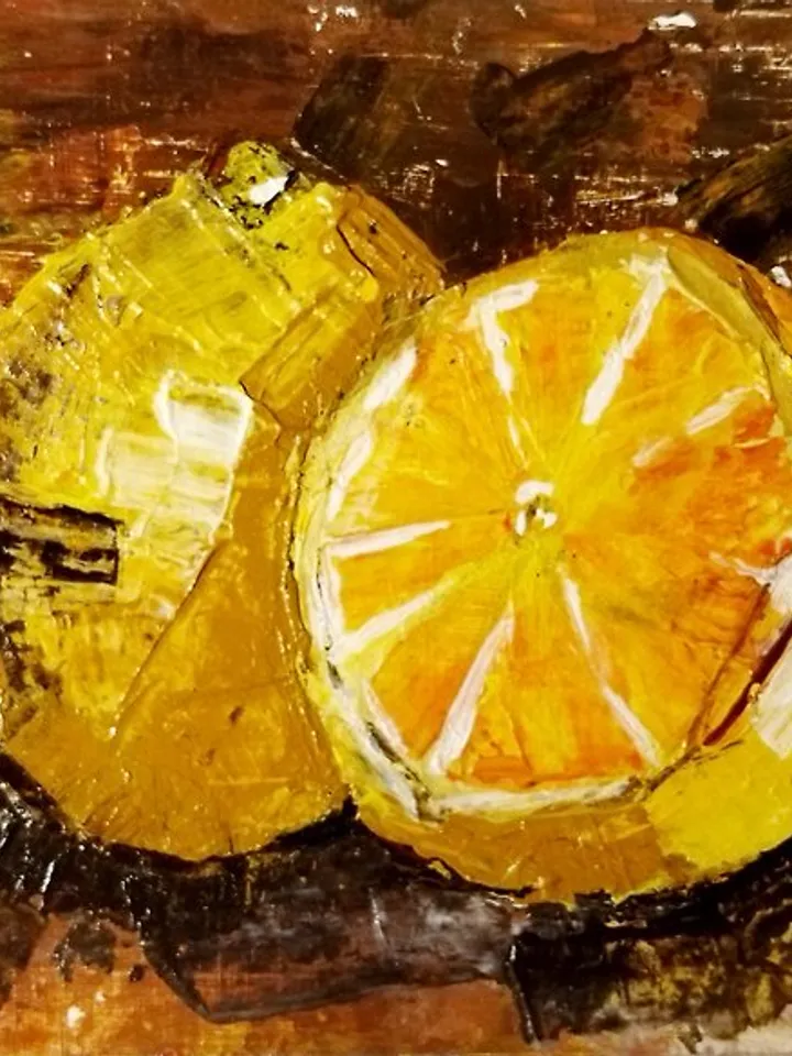 Painting yellow lemons painted fruit wall decoration