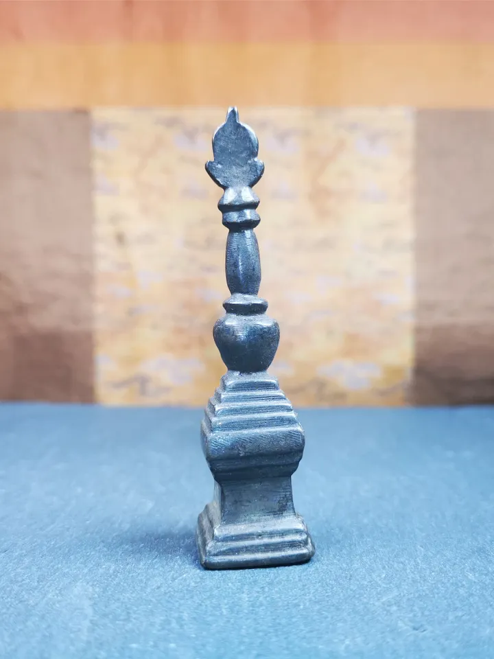 Gandhanra Vintage Tibetan Buddhist Tower Amulet,Stupa,Pagoda Pendant,Made of Thokcha,3.35 inches