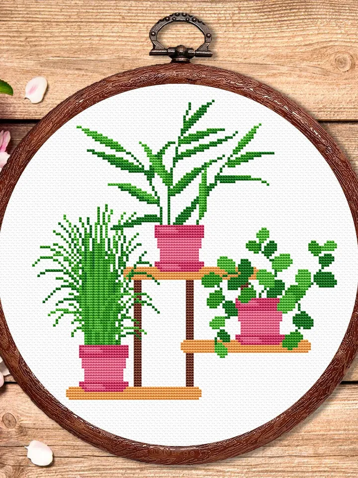 Set of 3 Potted Flowers Cross Stitch Pattern, Flower Cross Stitch, Embroidery Potted Flowers, Flowers xStitch Potted Flowers xStitch #flw023