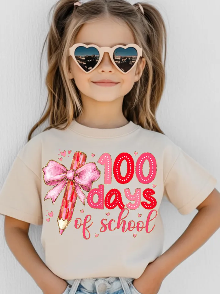 Happy 100 Days Of School Png, Coquette Bow 100 Days Png, Kids 100 Days Brighter Png, 100 Days Coquette Pencil, Teacher Png